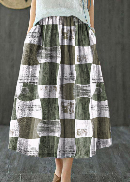 Style Red Flower Patchwork a Line Skirts Ramie