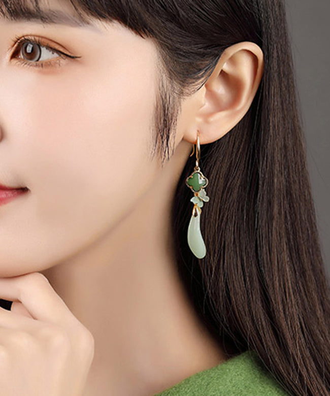 Light Green Sterling Silver Coloured Glaze Acrylic Drop Earrings