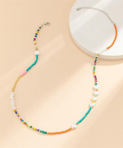 Rainbow Crystal Pearl Seed Beads Love Gratuated Bead Necklace
