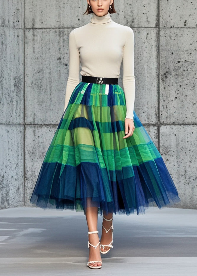 Colorblock Exra Large Hem Tulle Vacation Skirt Summer