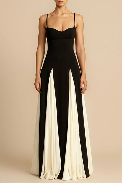 Contrast V Neck Sling Dresses