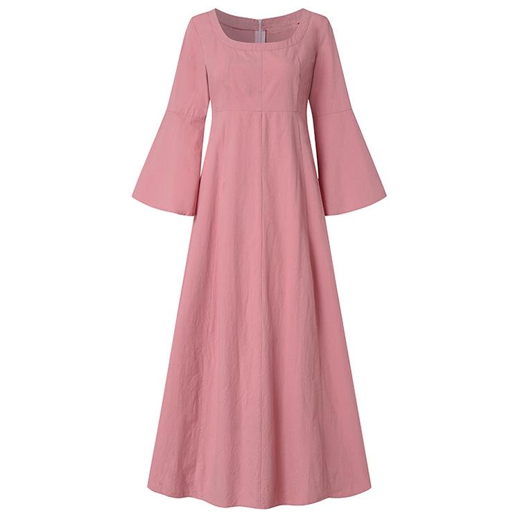 Summer Vacation Dress Spring Outfit Retro Dress With Large Pendulum Linen