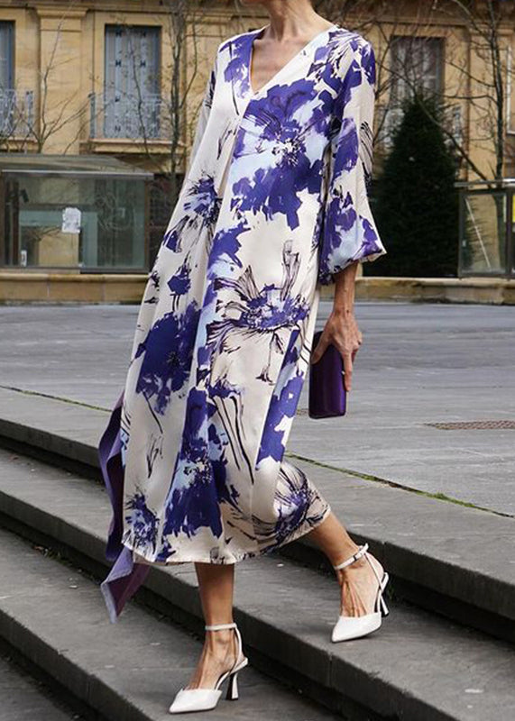 Spring V-neck Print Dress