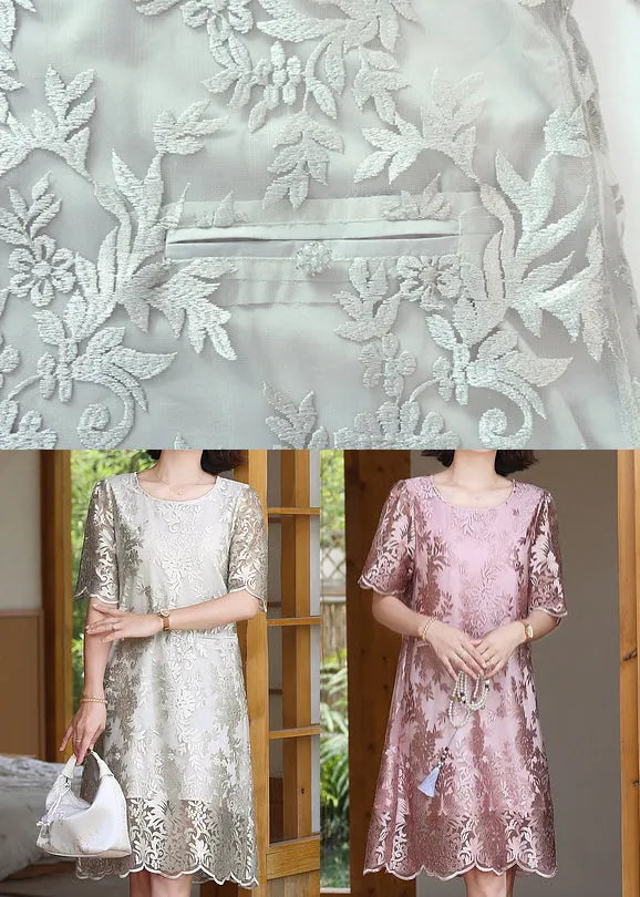 Silvery Jacquard Silk Maxi Dresses Summer
