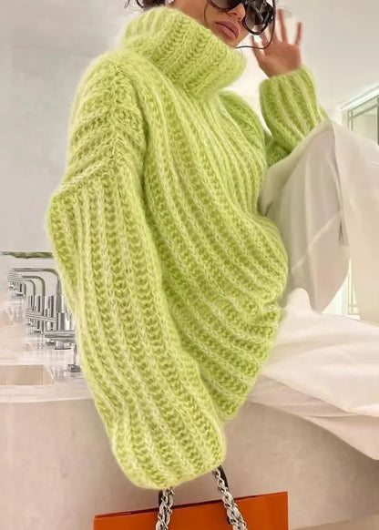 Loose Pink Turtleneck Knit Sweaters Spring
