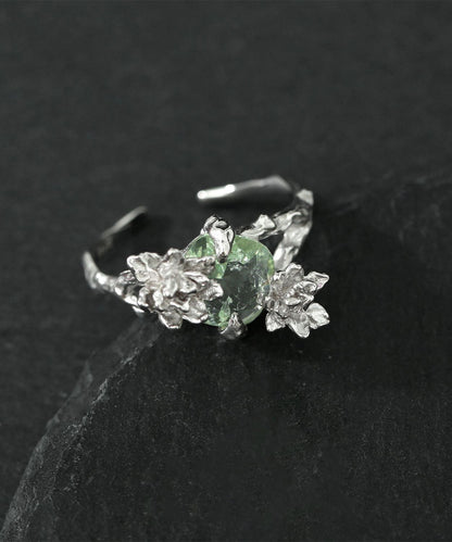 Stylish Silk Sterling Silver Alloy Gem Stone Open Rings