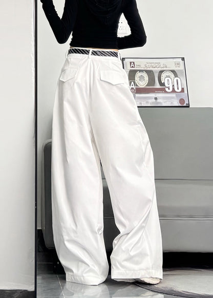 Black Oversized Cotton Wide Leg Pants Trousers Spring