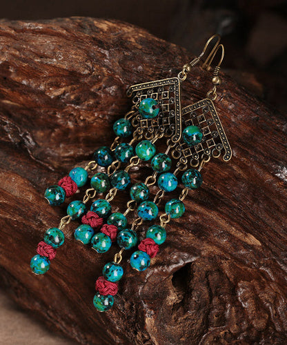 Green Sterling Silver Alloy Gem Stone Drop Earrings