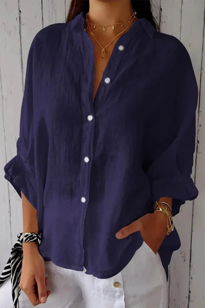 Frenulum Buttons Slit Turndown Collar Tops