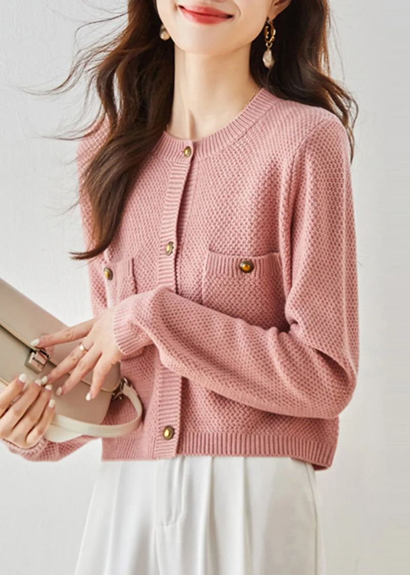 French Pink Cozy Cable Knit Cardigan Spring