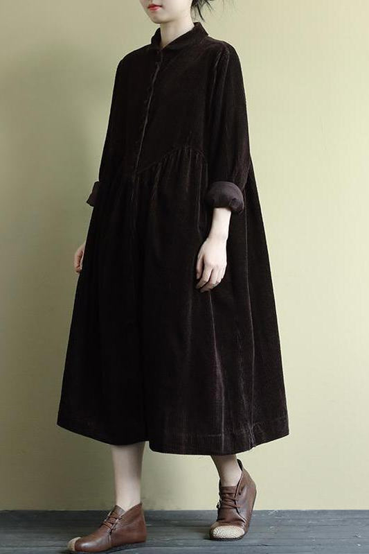 Loose Corduroy Cardigan Dress for