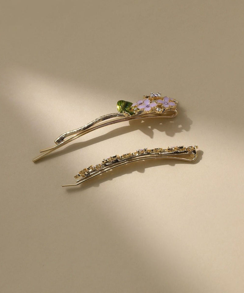 Purple Alloy Zircon Crystal Drip Glaze Asymmetrical Hairpin