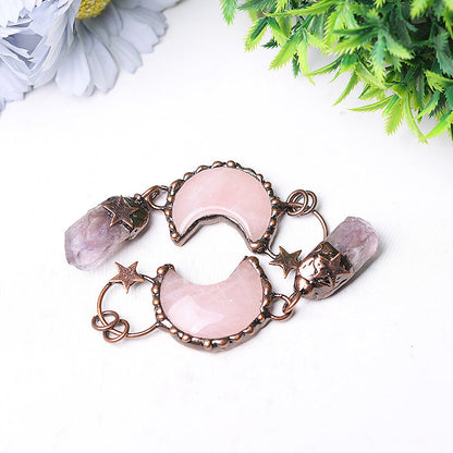 3.7-inch Rose Moon Amethyst Pendant for Spiritual Healing