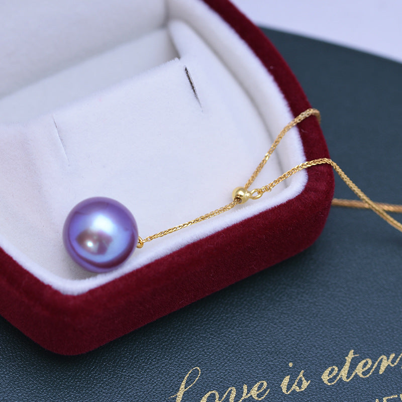 12-13mm Freshwater Edison Purple Pendant & S925 Silver Y-shaped Chain