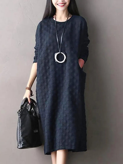 Polka Dot Stretch Cotton Long Sleeve Dress