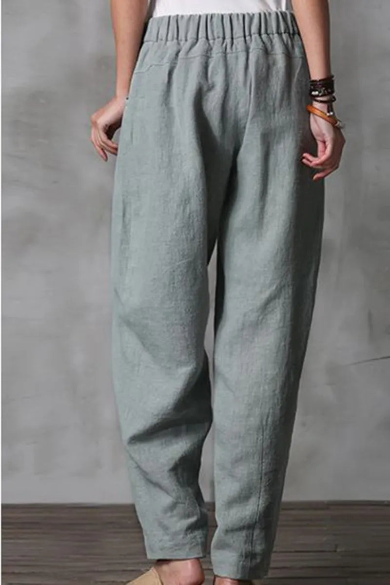 Long Cotton Linen Pencil Pants Loose Turnip Pants