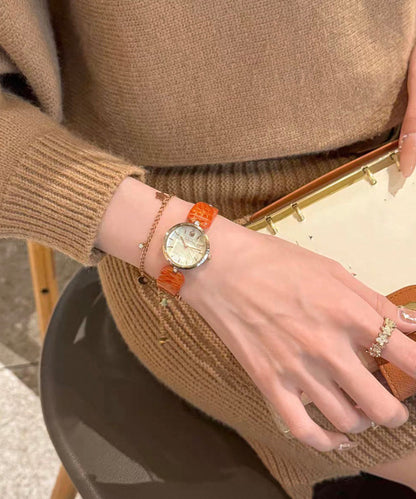 Apricot Alloy Quartz Movement Hardlex Crystal Watches
