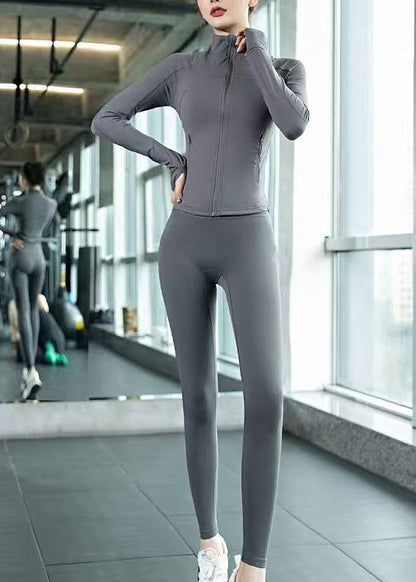 Stylish Yellow Butt Scrunch Sports Top and Leggings Set Suit
