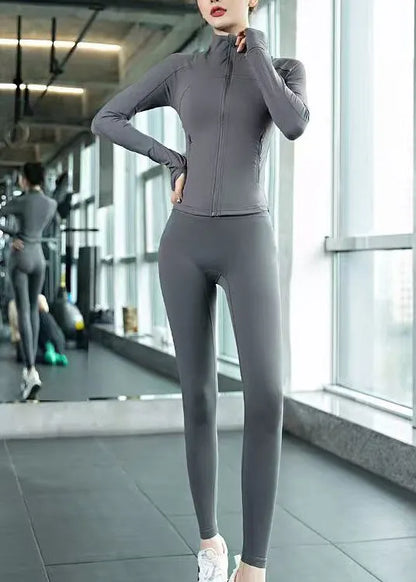 Stylish Yellow Butt Scrunch Sports Top and Leggings Set Suit