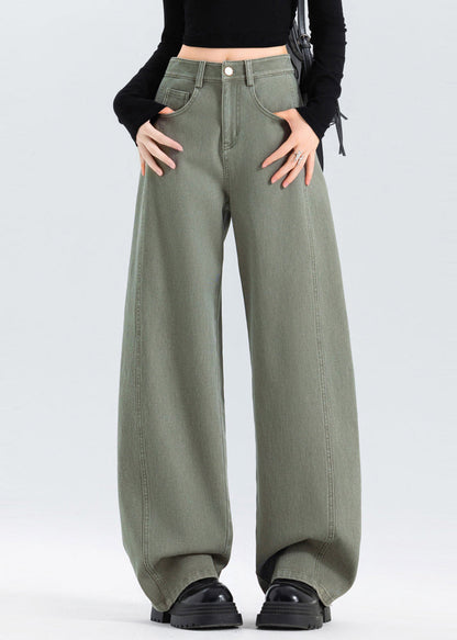 Grey Oversized Patchwork Denim Pants Spring
