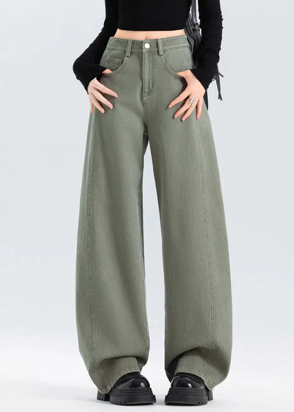 Grey Oversized Patchwork Denim Pants Spring