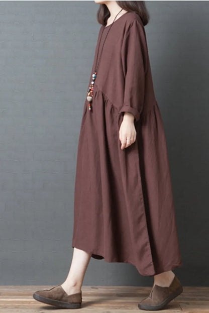 Loose Linen Maxi Dresses Fall Outfits