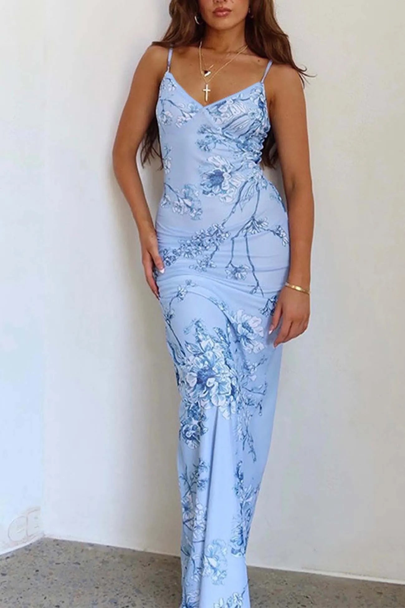 Printed Backless Bodycon Dress