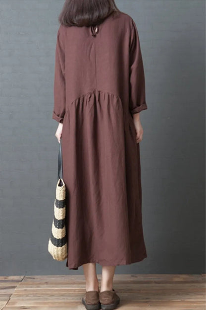 Loose Linen Maxi Dresses Fall Outfits