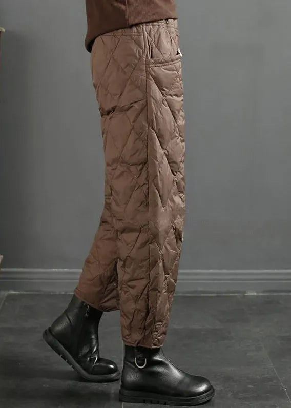 Coffee Pockets Fine Cotton Filled Crop Pants Winter