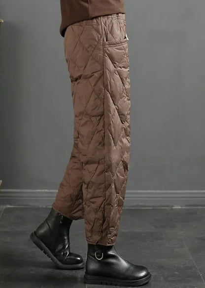 Coffee Pockets Fine Cotton Filled Crop Pants Winter