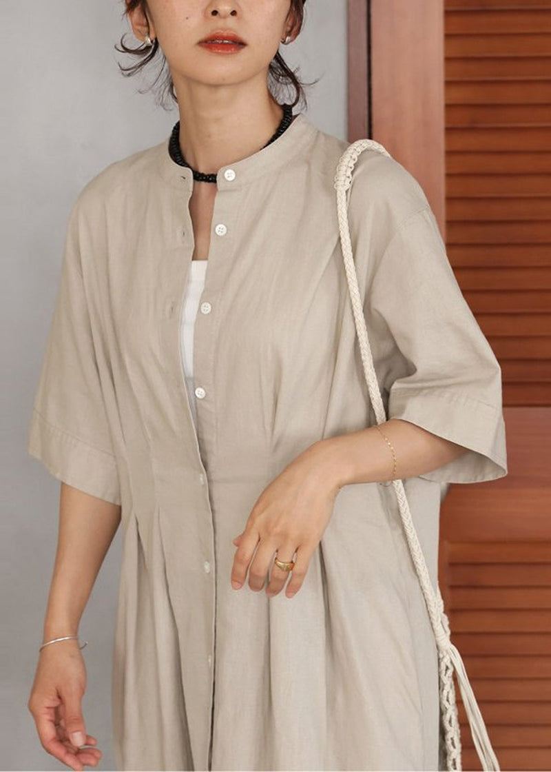 Beige Oversized Linen Holiday Dress Summer