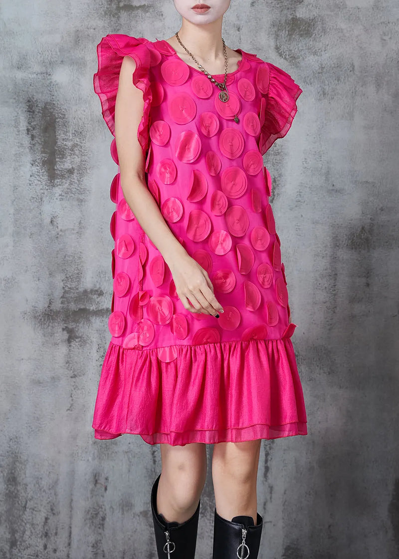 Rose Chiffon Party Dresses Butterfly Sleeve