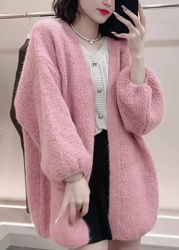 Boutique Pink V Neck Knit Cardigans Fall