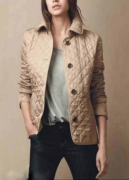Apricot Peter Pan Collar Button Fine Cotton Filled Jacket Winter