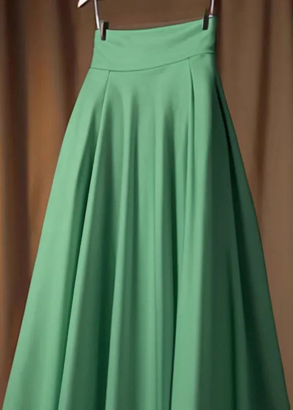 Simple Green High Waist Cotton Skirt Spring
