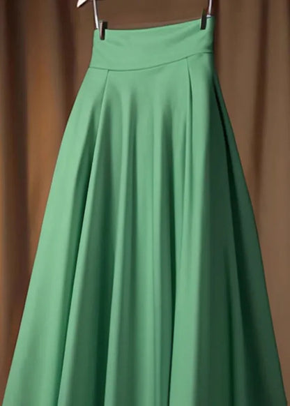 Simple Green High Waist Cotton Skirt Spring