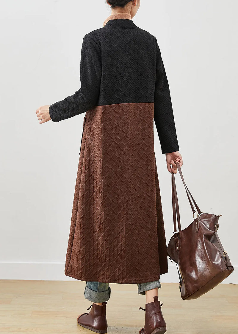 Colorblock Tasseled Patchwork Cotton Long Cardigans Winter