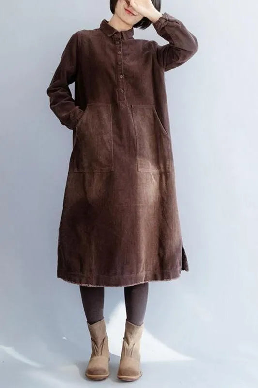 Corduroy Loose Big Pocket Dress