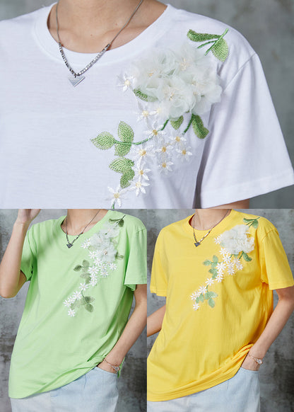 White Embroideried Cotton Top Summer