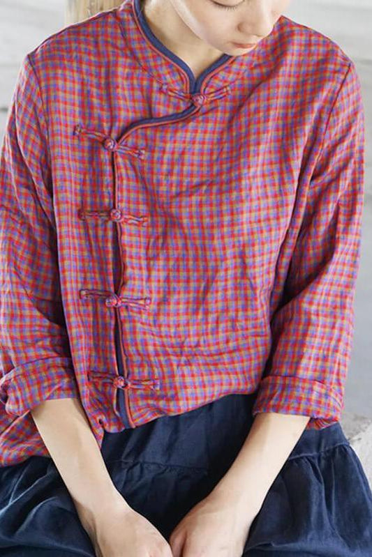 Limited Stock- Retro Plaid 100% Linen Shirt