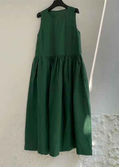 Natural Green Patchwork Maxi Dress Summer