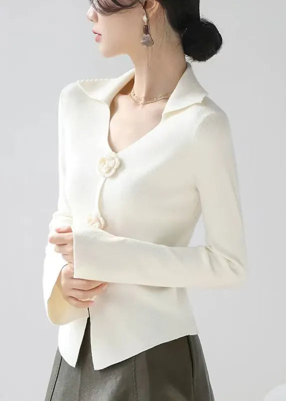 Style Red V Neck Slim Fit Knit Sweater Spring