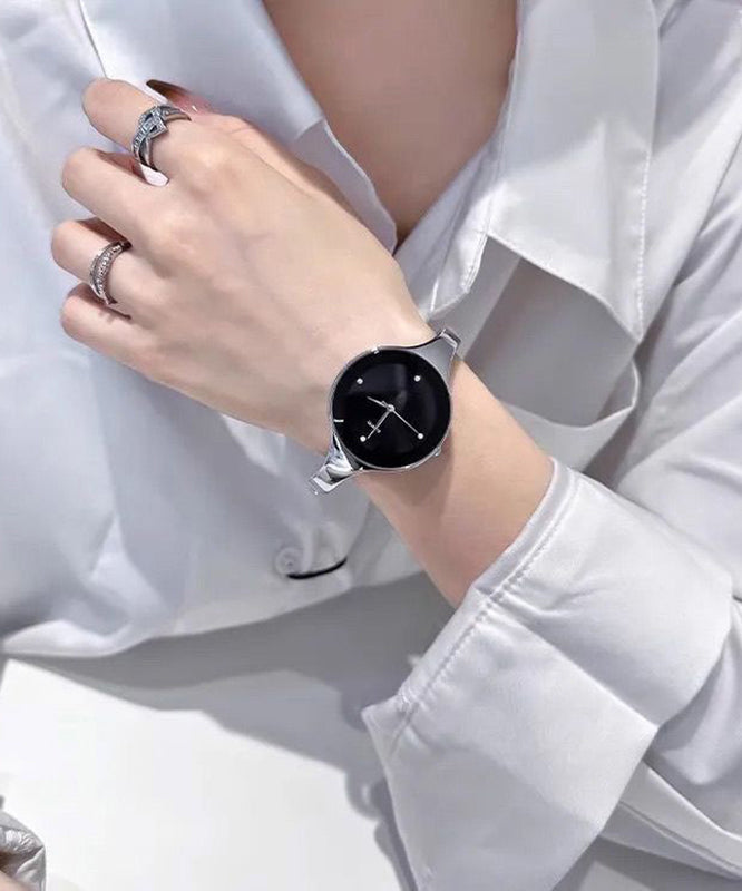 Brief White Stainless Steel Zircon Quartzmovement Watches