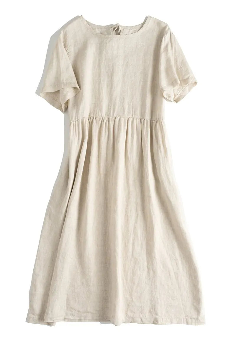 Loose Pure Color Linen Maxi Dresses Summer Outfits
