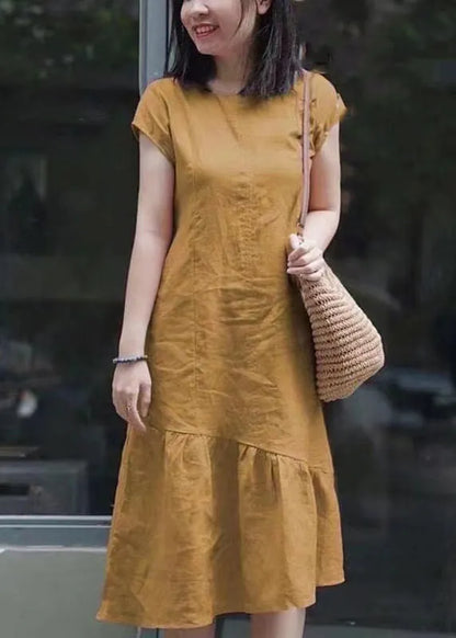 Diy Red Asymmetrical Patchwork Mid Dresses Short Sleeve