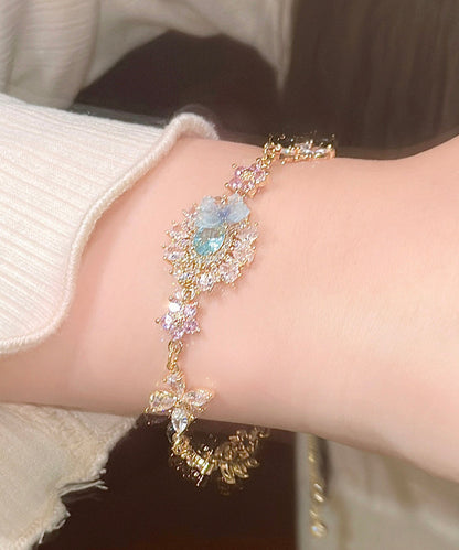 Art Colorblock Crystal Zircon Butterfly Charm Bracelet