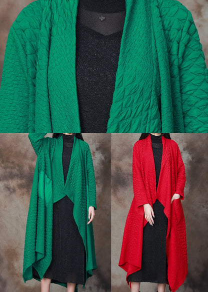 Green Asymmetrical Patchwork Cotton Cardigan Spring
