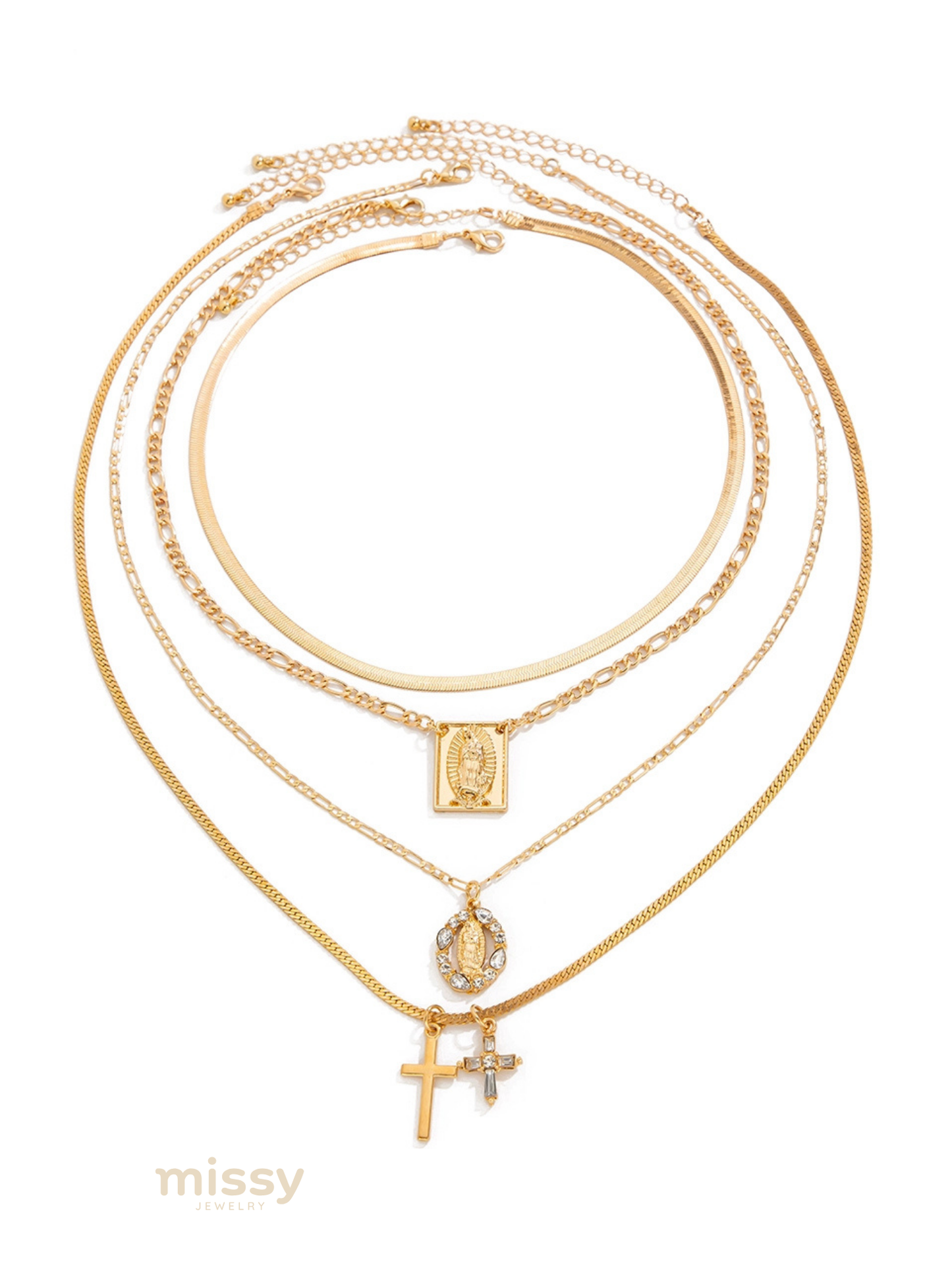 Anara Layered Cross Necklace Set
