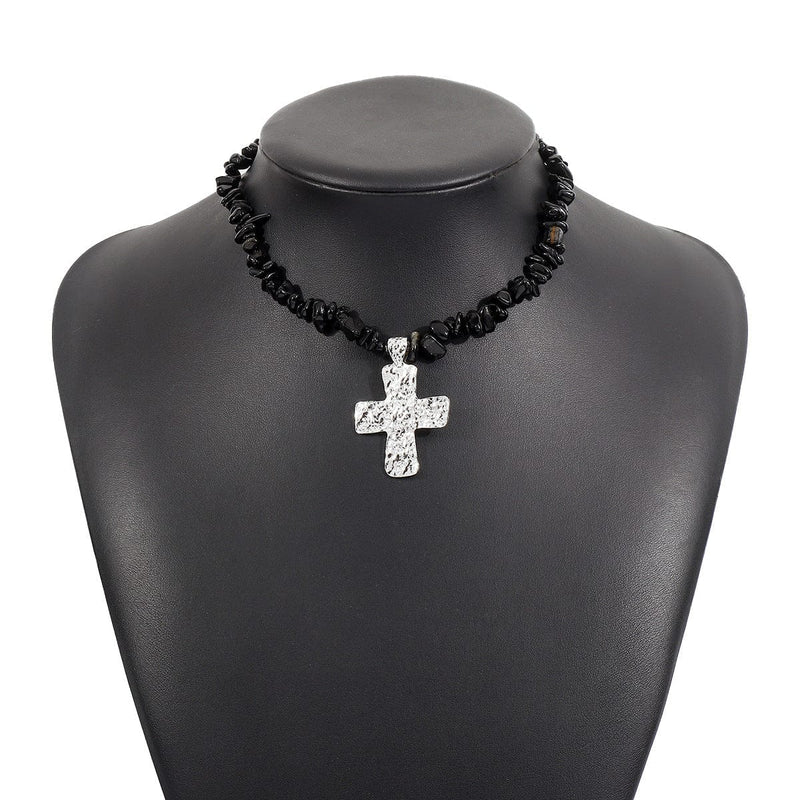 Naturel Stones Cross Necklaces