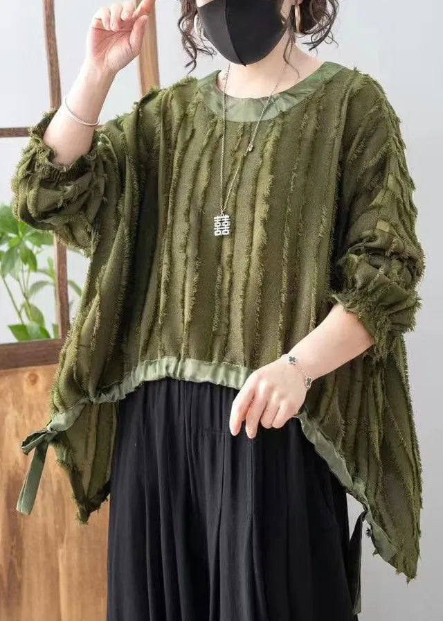 Green Low High Design Cotton T Shirts Fall